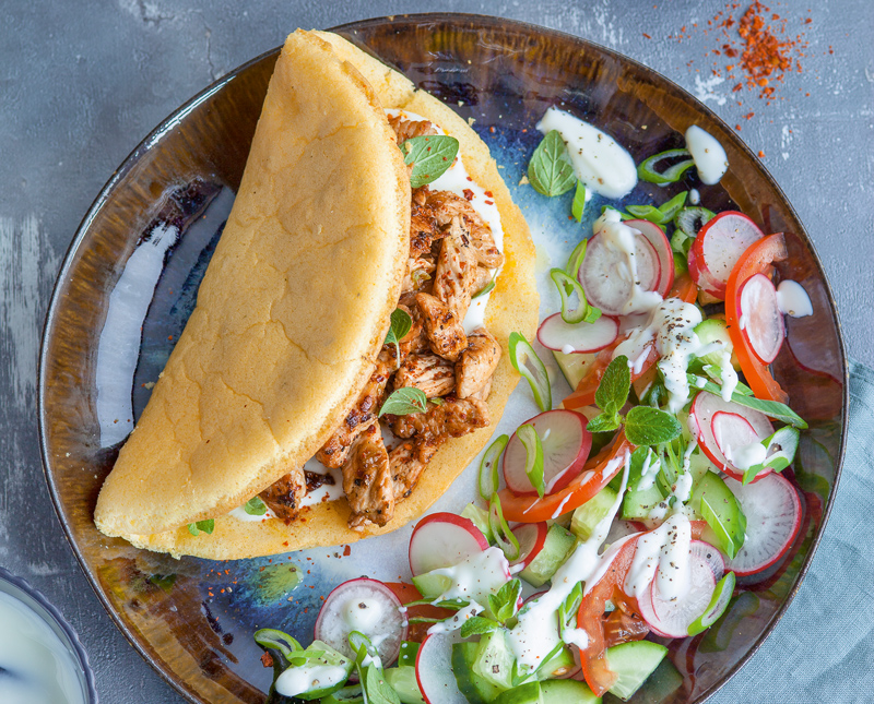 Rezept für Putendöner in Wolkenbrot-Pita